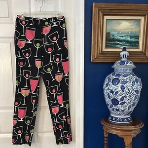 NWOT Women’s Cali Cali Black & Pink Cotton & Spandex Martini Pants Size 5